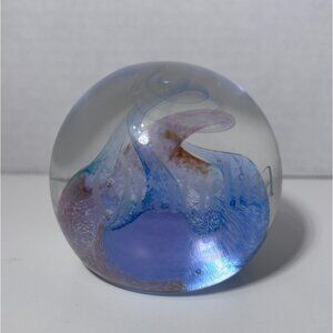 Glass Paperweight Etched Grandma Mother's Day Gift Purple & Blue